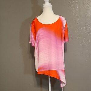 Calvin Klein Stylish Pink/Orange Women's Top EUC XL Slit Sleeves
